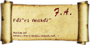 Füri Anikó névjegykártya